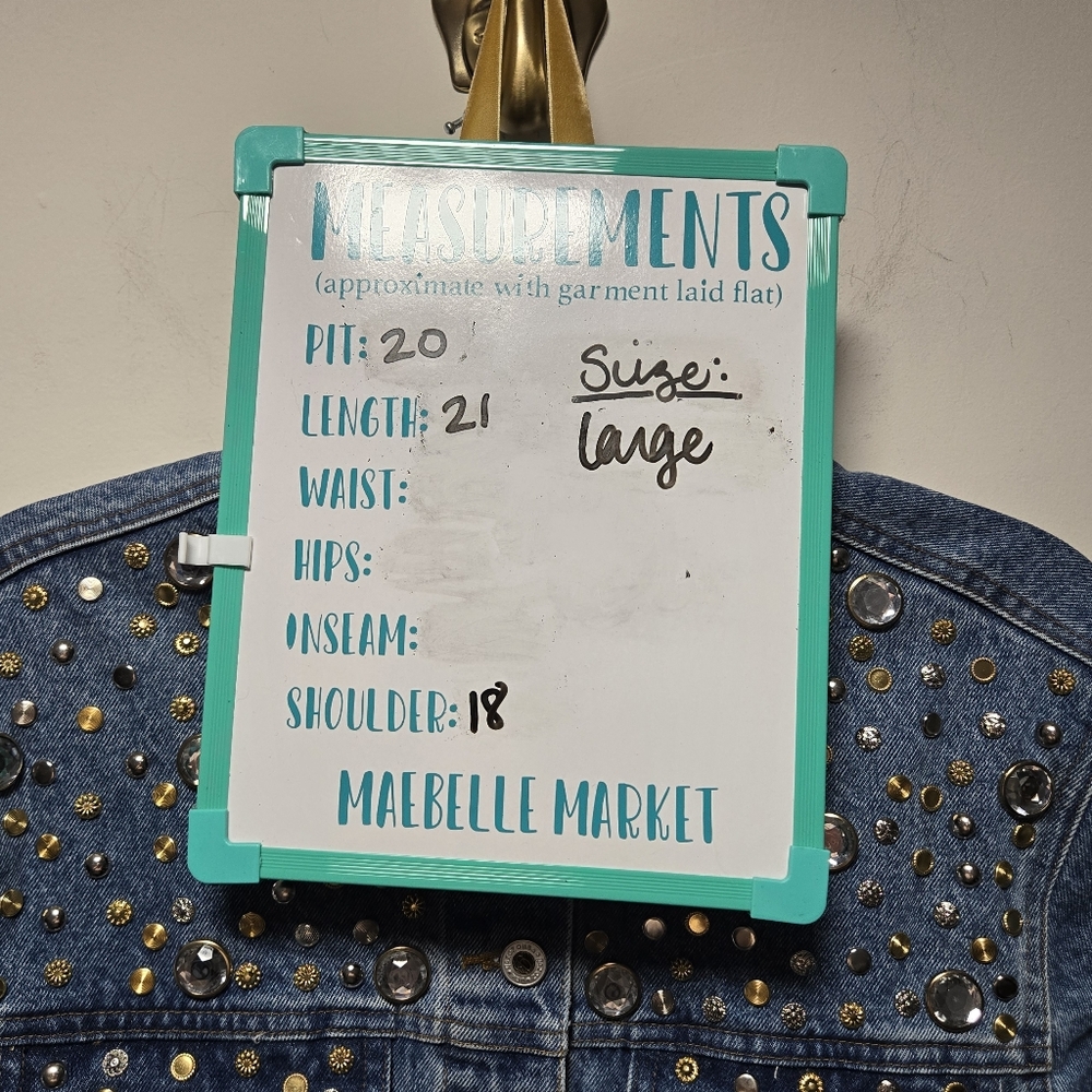 Vintage Gazoz Studded Bejeweled Denim Jacket Size Large Jean Jacket 80s 90s - Picture 11 of 11